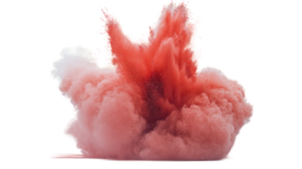 Explosion of colored smoke on white background, vibrant dust cloud, creative abstract art, visual effects for design, dramatic scene, artistic concept, isolated vivid explosion.