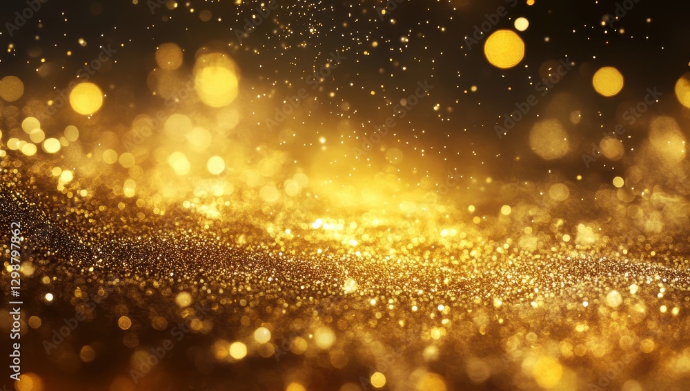 Poster sparkling gold glitter background with soft bokeh effect creating a radiant and festive atmosphere f