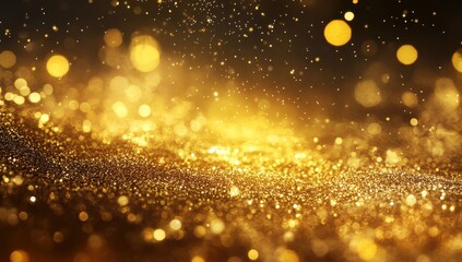 Obraz premium Sparkling Gold Glitter Background with Soft Bokeh Effect Creating a Radiant and Festive Atmosphere for Celebrations and Events