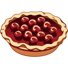A freshly baked pie with a golden-brown crust, filled with juicy cherries