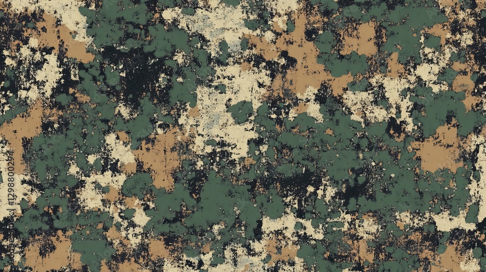 Poster camouflage pattern showcasing intricate designs used by army personnel in tactical environments duri