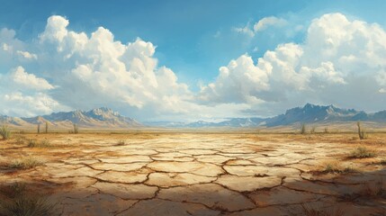 Vibrant Desert Landscape with Rolling Sand Dunes and Wispy Clouds Under a Bright Blue Sky Evoking a Sense of Tranquility and Natural Beauty