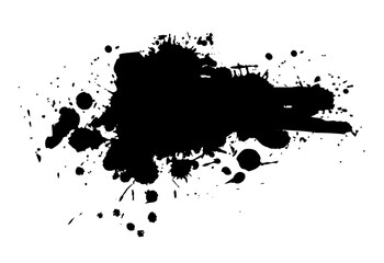 Splatter Paint Texture . Black Spray Blot of Ink. Place illustration Over any Object to Create Grungy Effect . hand drawn. Not AI, Vector