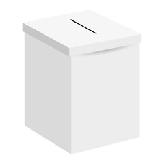 Ballot box, white blank mockup. 3D realistic vector illustration isolated on white.