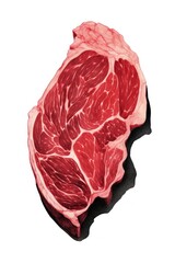 Silkscreen illustration of meat steak beef food.