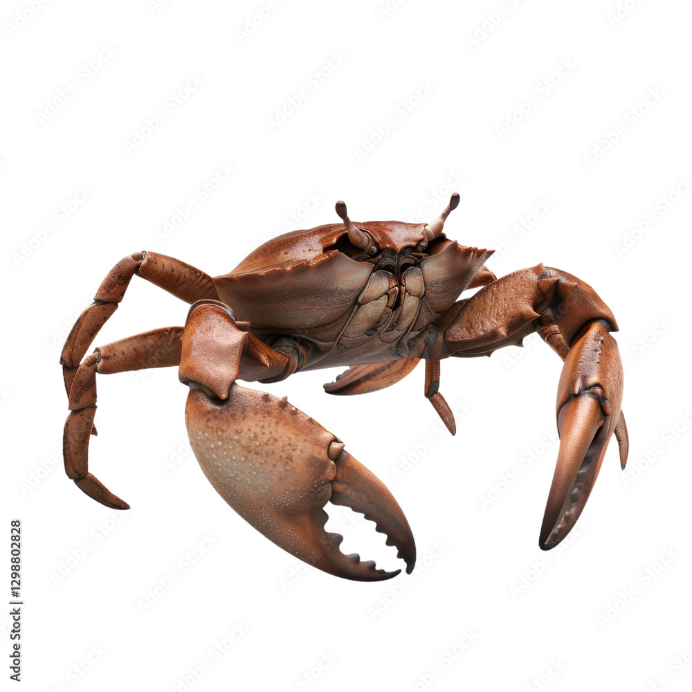 Poster large detailed crab with big claws and shiny shell in a distinctive pose