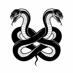 Fototapeta premium Simple Silhouette Illustration of Two Coiled Snakes