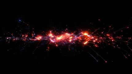 Fireworks in Patriotic Colors Exploding in Night Sky