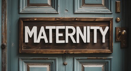 Obraz premium maternity lettering on a signage in door background