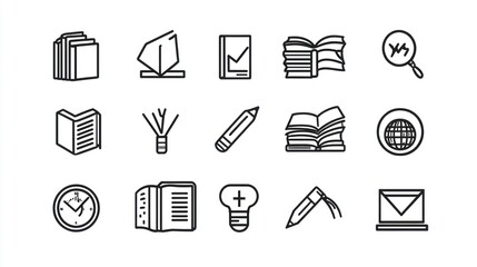 Fototapeta premium Book Icons, Education Graphics