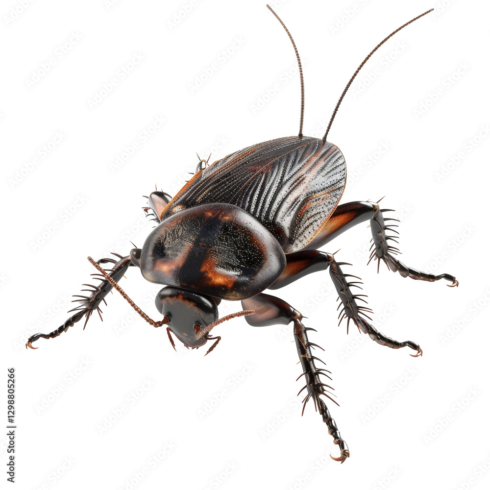 Aufkleber closeup of a realistic detailed cockroach with intricate legs and antennae in high resolution view