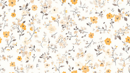 Obraz premium Seamless tileable minimalist floral pattern with delicate flowers and pastel colors