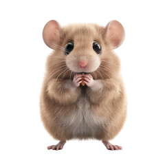 Obraz premium Cute fluffy hamster stands upright with tiny paws and big eyes looking curious and adorable