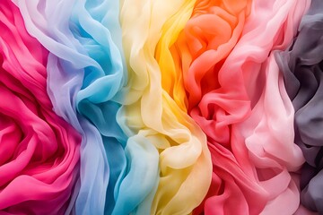Obraz premium Colorful piece of fabric with a rainbow pattern. The colors are bright and vibrant, creating a cheerful and lively mood. The fabric is likely to be used for clothing, home decor