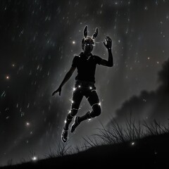 Naklejka premium silhouette of a man jumping