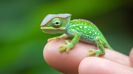 Adorable Baby Chameleon on a Branch - Reptile Wildlife Photography for Design Projects