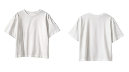White t-shirt mockup isolated on white background, casual apparel design, blank clothing template for advertising, versatile fashion wear for men and women.