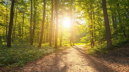 Obraz premium sunlit forest path