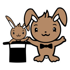 Bunny Wizard Top Hat Child 2 Baby Magic Cute Cool Design Lover Art Vector Illustration Card T-Shirt Poster Sticker Graphic Print Decorative Drawing Isolated Logo Decoration Symbol Creative Cool Style
