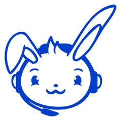 Rabbit Plays Console Headset Gamer Nerd Headphones Design Lover Art Vector Illustration Card T-Shirt Poster Sticker Graphic Print Decorative Drawing Isolated Logo Decoration Symbol Creative Cool Style