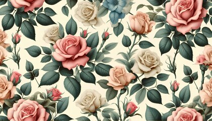 fondo de rosas con hojas