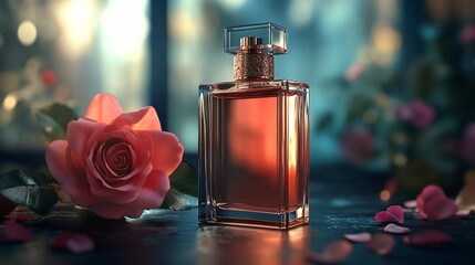 Romantic Valentine's Day Gift with Perfume Bottle and Rose - Elegant and Sophisticated Present Idea for Special Occasions