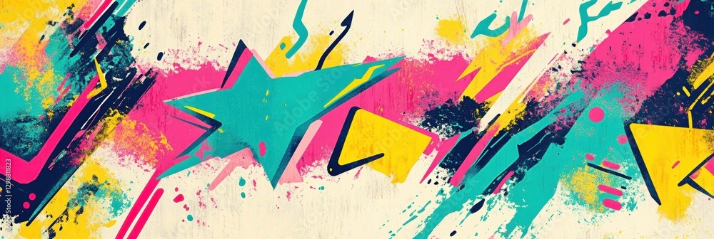 Aufkleber Vibrant abstract art with bold colors and dynamic shapes showcasing creativity and expression in a modern style. Generative AI