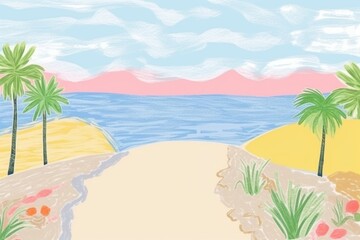 Beach landscape outdoors painting.
