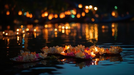 Fototapeta premium Floating Flowers and Lights