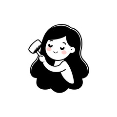 anime girl brushing her long hair
