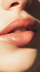 woman lips warm neutral lighting