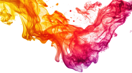 Abstract colorful ink swirling in water creating dynamic shapes and patterns on a white background for art, design, or creative projects and presentations.