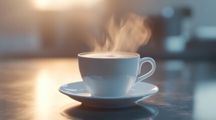 Obraz premium Freshly Brewed Espresso in White Cup