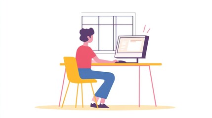 Person Working on Computer at Desk