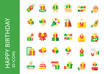 Happy Birthday icon pack. Set icon design