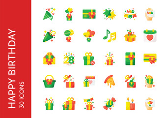 Happy Birthday icon pack. Set icon design