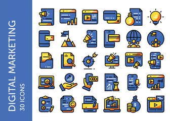 Digital Marketing icon pack. Set icon design