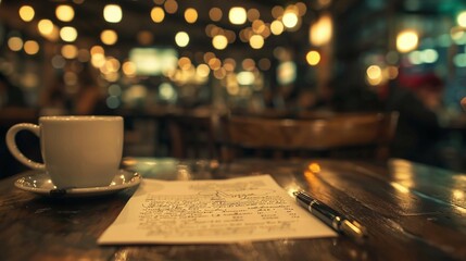 Close-up of a resignation letter on a wooden desk with a coffee cup and pen, symbolizing career change, job transition, and professional decisions in the workplace.