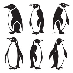 Obraz premium Stylish penguin silhouette minimal artwork set on white background for interiors