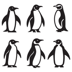 Obraz premium Stylish penguin silhouette minimal artwork set on white background for interiors