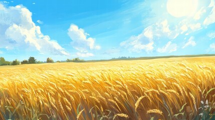 golden wheat field under sunny sky