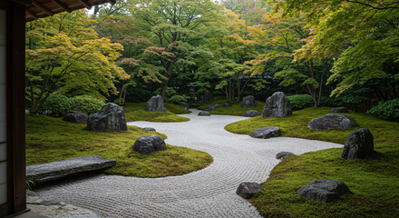 Naklejka premium japanese garden in spring