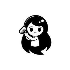  anime girl brushing her long