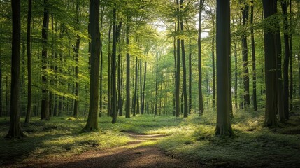 Obraz premium sunlit forest path