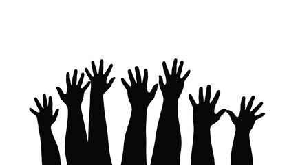 Obraz premium Silhouettes of hands reaching up, hope and aspiration