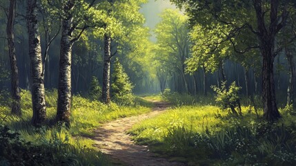 Obraz premium sunlit forest path