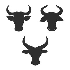Bull and Cow Head vector Logo Design Icon Set.