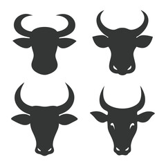 Bull and Cow Head vector Logo Design Icon Set.