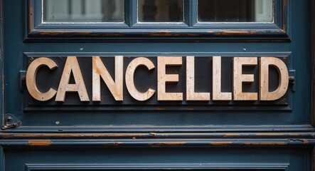 Obraz premium cancelled lettering on a signage in door background
