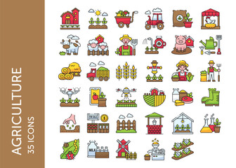 Fototapeta premium Agriculture icon pack. Set icon design
